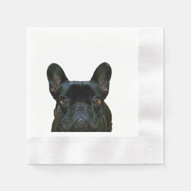 Fotografi av Cute Black Fransk Bulldog Frenchie: Pappersservett (Framsidan)