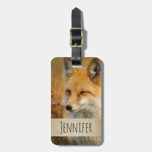 Fotografi av Cute Red Fox Wilderness Nature Bagagebricka (Vertikal Framsida)