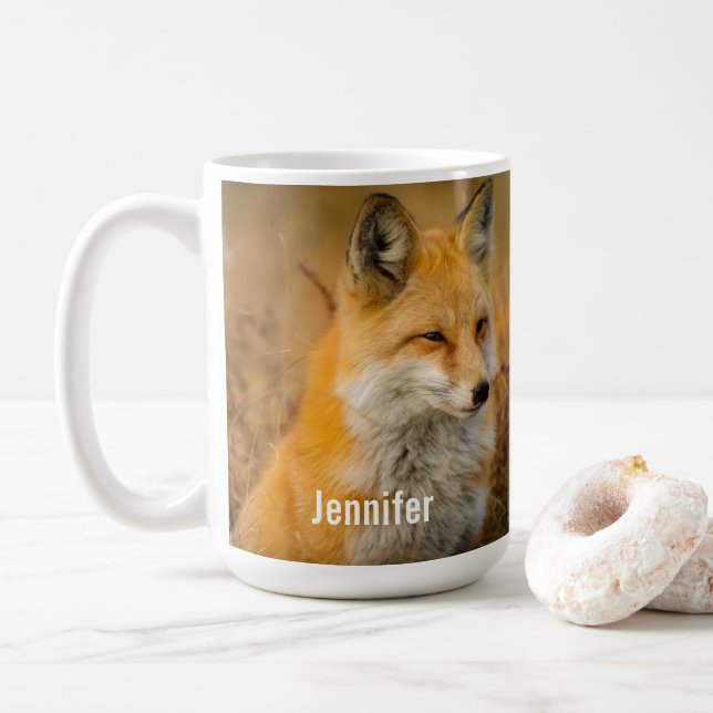 Fotografi av Cute Red Fox Wilderness Nature Kaffemugg (Med munk)