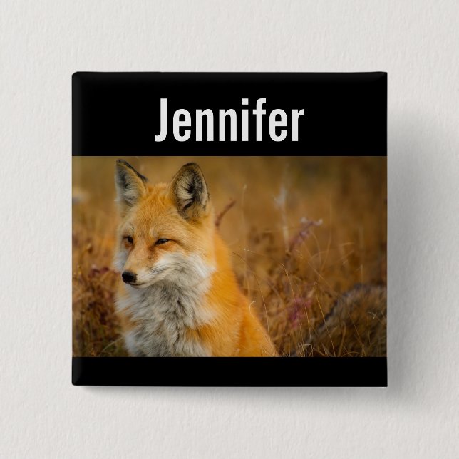 Fotografi av Cute Red Fox Wilderness Nature Knapp (Framsida)