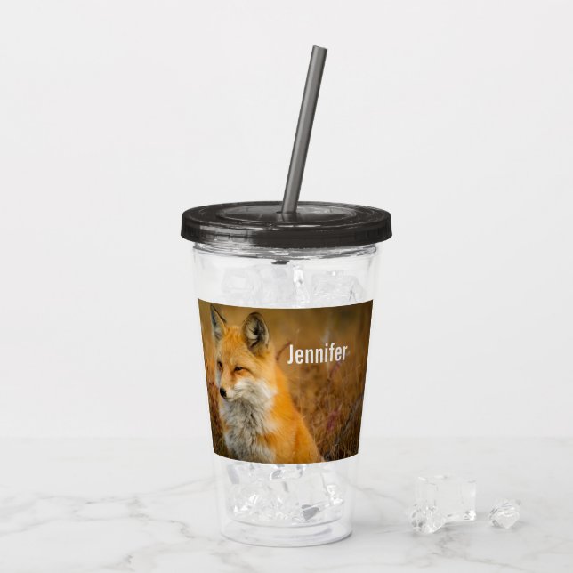 Fotografi av Cute Red Fox Wilderness Nature Take Away Mugg (Baksida Ice)