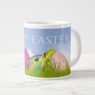 Fotografi av dekorerade ägg från Glad påsk, Bl Jumbo Mugg