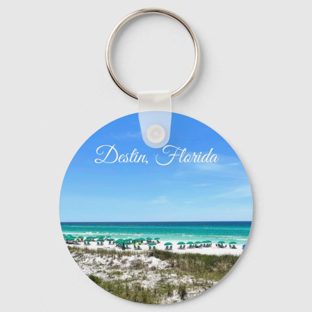Fotografi av Destin Florida Kusten Beach Umbrellas Nyckelring (Framsida)