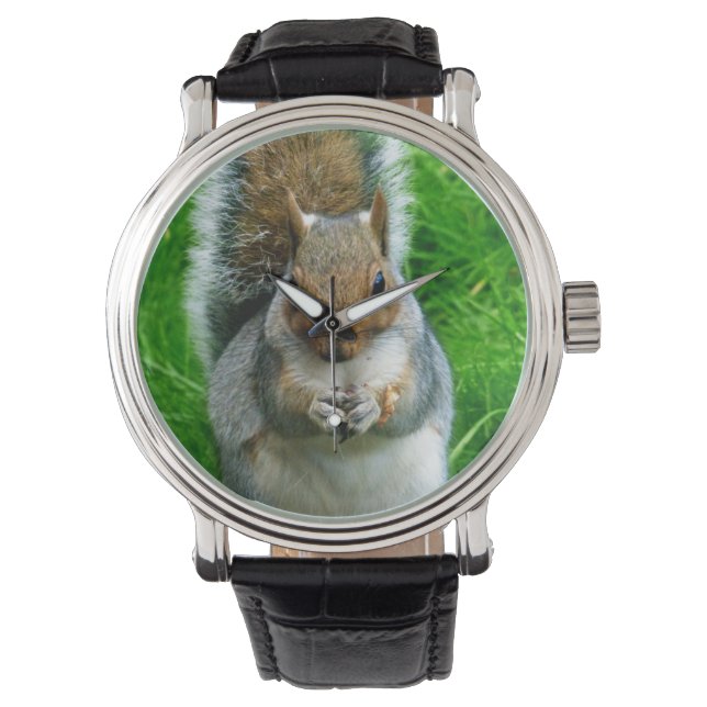 Fotografi av en Cute Squirrel i en trädgård Armbandsur (Framsida)