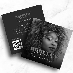 Fotografi av fet skripttypografi - Qr-kodfoto Fyrkantigt Visitkort