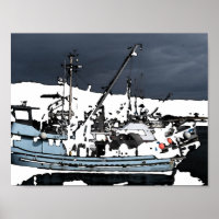 Fotografi av fiskbåtens vattenfärg
