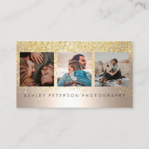 Fotografi av foto från bröllop i guld glitter visitkort