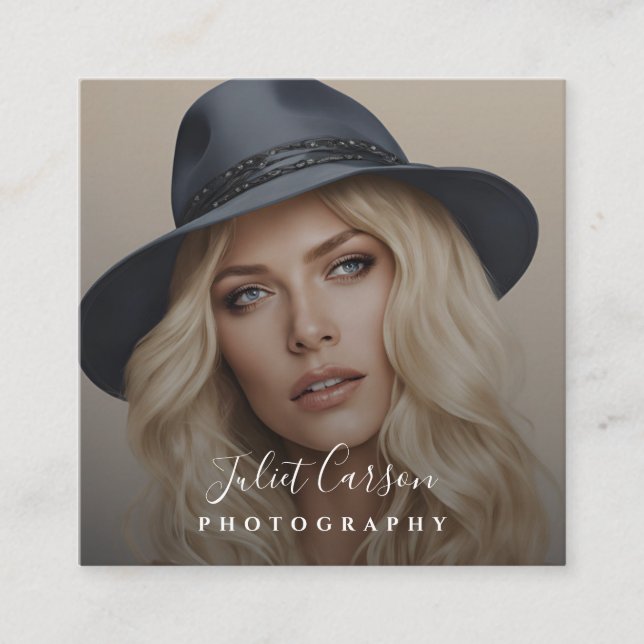 Fotografi av fotografi av fotoskriptkalligrafi fyrkantigt visitkort (Framsida)