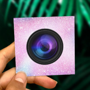 Fotografi av fotografisk kamera - Unicorn Glitter Fyrkantigt Visitkort