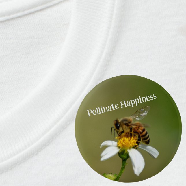 Fotografi av honeybee pollinate Happiness Knapp (Skapare uppladdad)