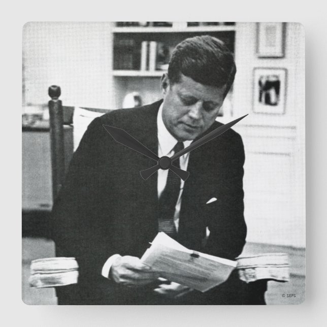 Fotografi av John F. Kennedy 2 Fyrkantig Klocka (Framsida)