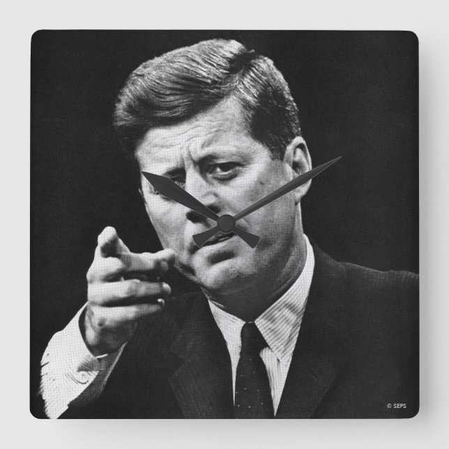 Fotografi av John F. Kennedy 3 Fyrkantig Klocka (Framsida)