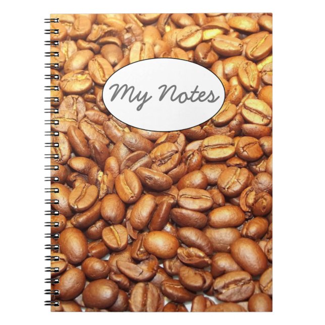 Fotografi av kaffebönor anteckningsbok med spiral (Framsidan)