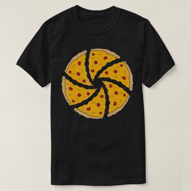 Fotografi av kamerapunktur i Pizza-segment T Shirt (Design framsida)