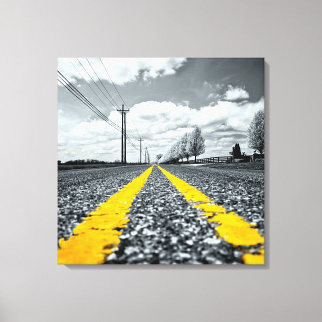 Fotografi av Kreativet gult Asphalt Highway Road Canvastryck (Framsida)