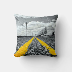 Fotografi av Kreativet gult Asphalt Highway Road Kudde