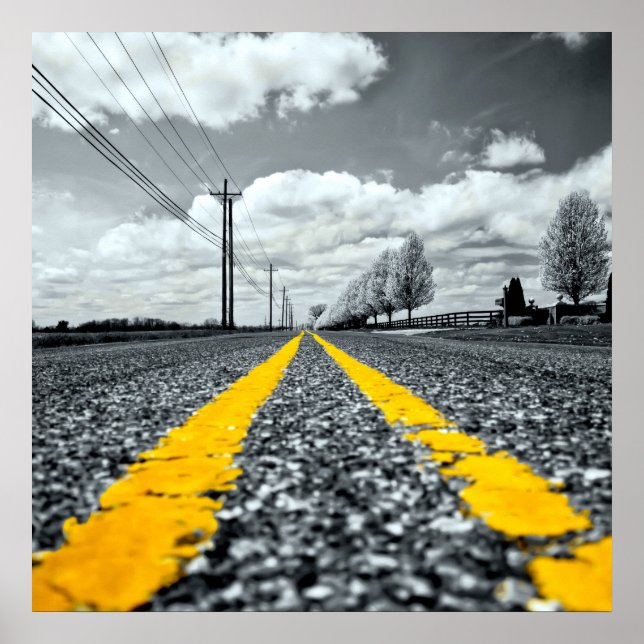 Fotografi av Kreativet gult Asphalt Highway Road Poster (Framsidan)