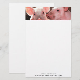 Fotografi av kute Rosa Piglets Animal Photographic Brevpapper