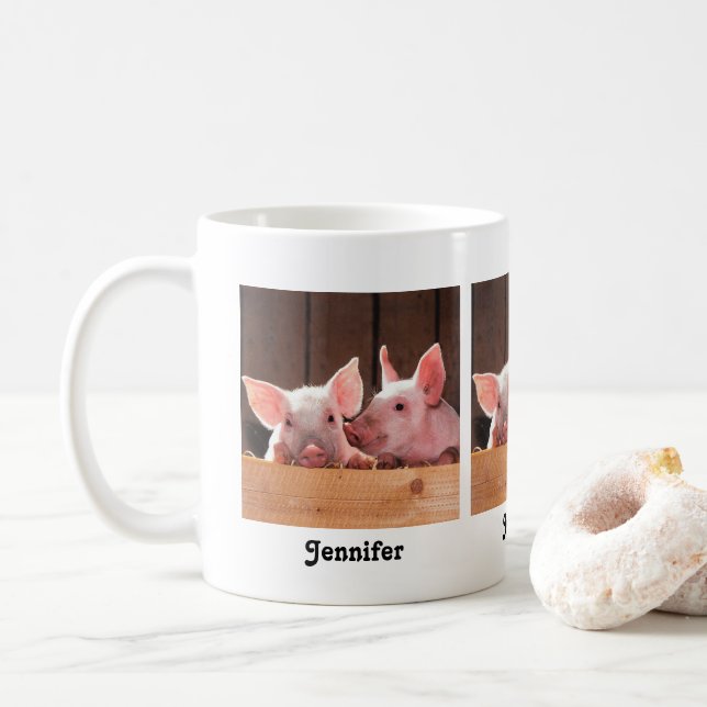 Fotografi av kute Rosa Piglets Animal Photographic Kaffemugg (Med munk)