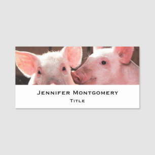 Fotografi av kute Rosa Piglets Animal Photographic Namnbricka