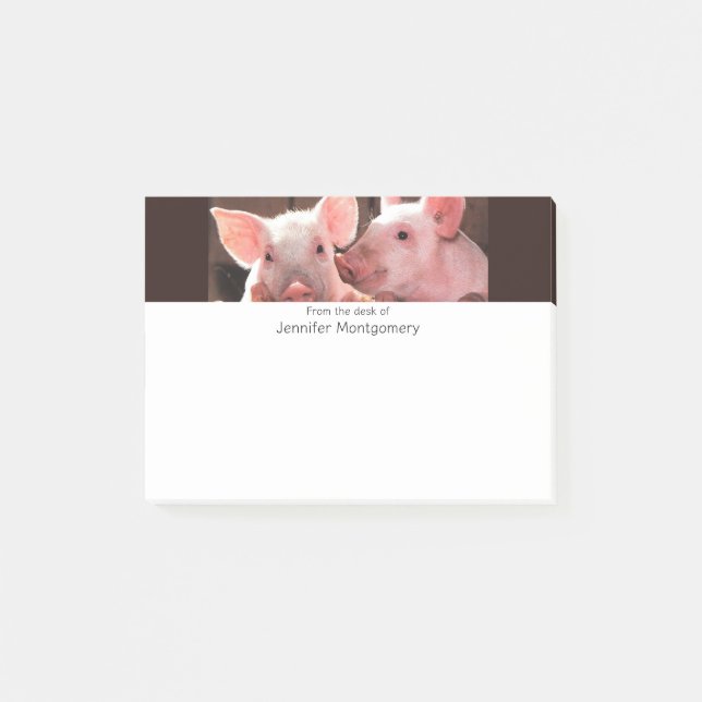 Fotografi av kute Rosa Piglets Animal Photographic Post-it Block (Framsida)