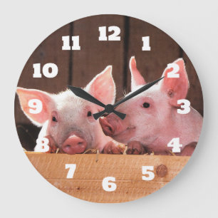 Fotografi av kute Rosa Piglets Animal Photographic Stor Klocka