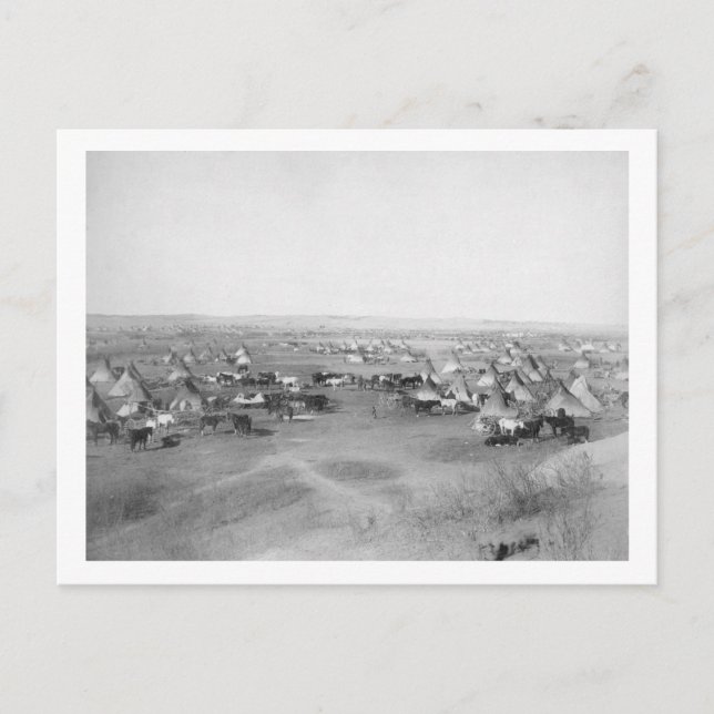 Fotografi av Lakota "Hostile Indian Camp" Vykort (Framsida)