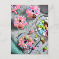 Fotografi av livsmedel Frosted Rosa Donut Macarons