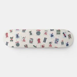 Fotografi av MahJong-plattor på badge-bakgrund Mini Skateboard Bräda 18,5 Cm