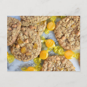 Fotografi av matvaror Butterscotch Oatfood Cookies Vykort