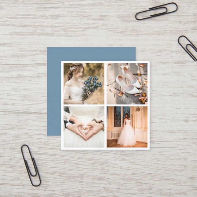 Fotografi av modern elegant fyrkantigt visitkort (Fram/Back In Situ)