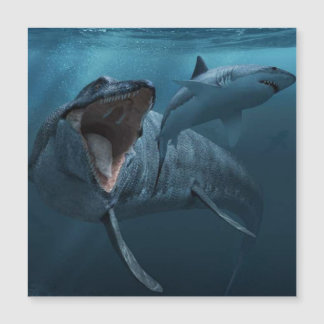 Fotografi av mosaurus chasing shark