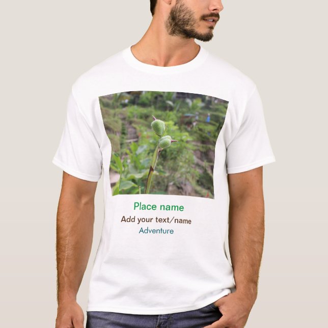 Fotografi av naturväxter, strand vatten resa namn t shirt (Framsida)