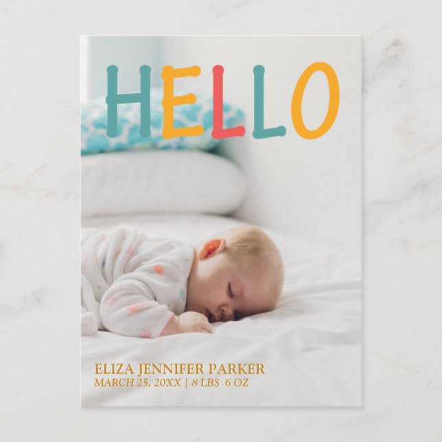 Fotografi av nyfödd modern HEJ-typografi, baby-föd Meddelande Vykort (Framsida)