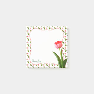 Fotografi av pastellfärgat Rosa Vår Tulip Floral Post-it Block