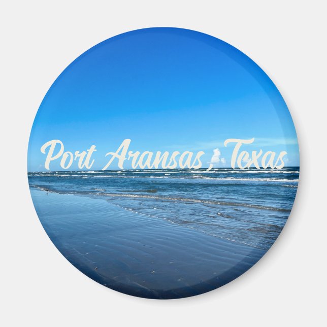 Fotografi av porten Aransas Texas Kusten Ocean Våg Magnet (Framsidan)
