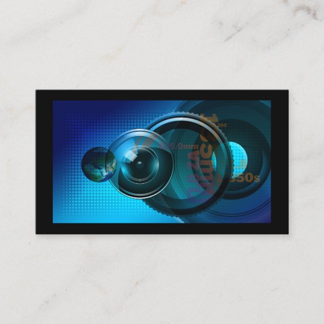 Fotografi av professionell Camera Lens Viewfinder Visitkort (Framsida)