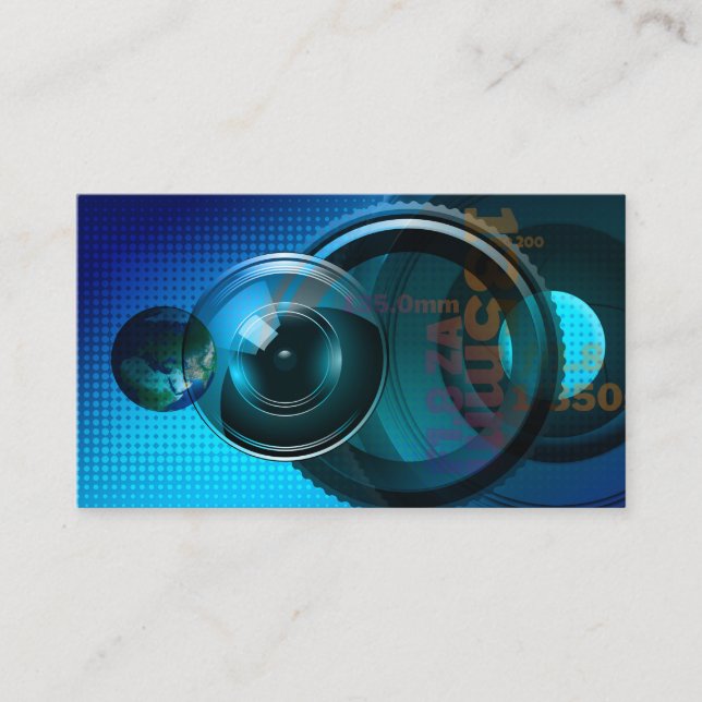 Fotografi av professionell Camera Lens Viewfinder Visitkort (Framsida)