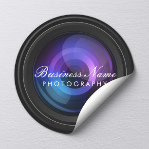 Fotografi av Professionellen Camera Lens Runt Klistermärke