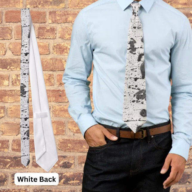 Fotografi av Quaking Aspen-trädets vita barkstrukt Slips (Aspen tree bark polyester tie with white back. )