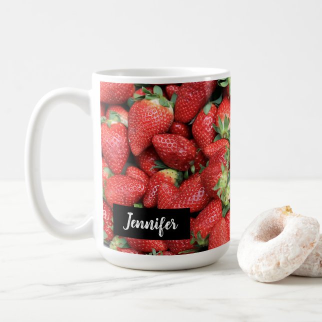 Fotografi av Red Juicy Strawbär Kaffemugg (Med munk)