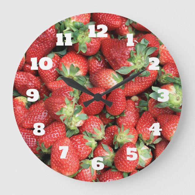 Fotografi av Red Juicy Strawbär Stor Klocka (Framsida)