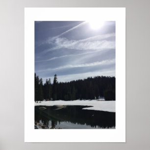 Fotografi av reflektionsblått Färg, fryst Poster