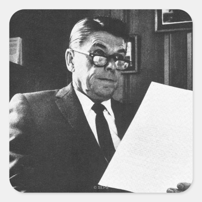 Fotografi av Ronald Reagan Fyrkantigt Klistermärke (Framsida)