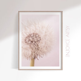 Fotografi av rosa-dandelion-väggen, lur poster
