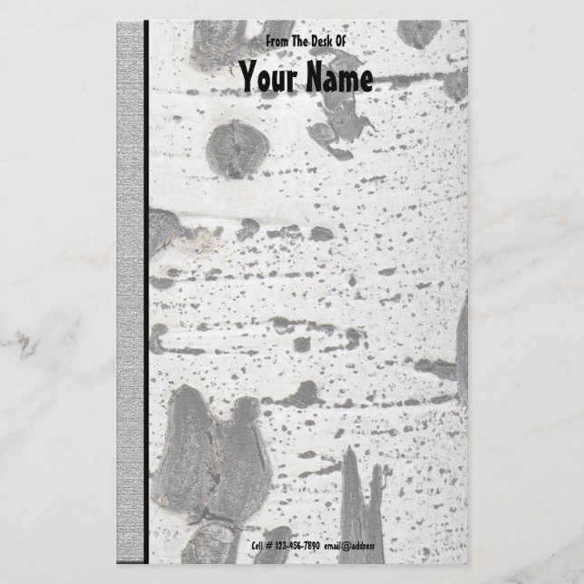 Fotografi av Rustic Struktur White Quaking Aspen B Brevpapper (Framsida)