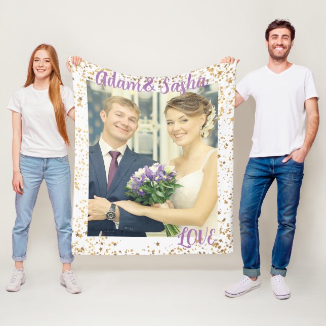 Fotografi av rustisk och vit personlig bröllop fleecefilt (På plats)