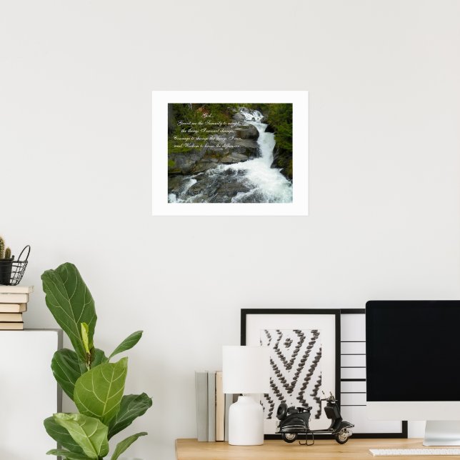 Fotografi av Serenity Prayer Forest Waterfall Poster (Hemmakontoret)