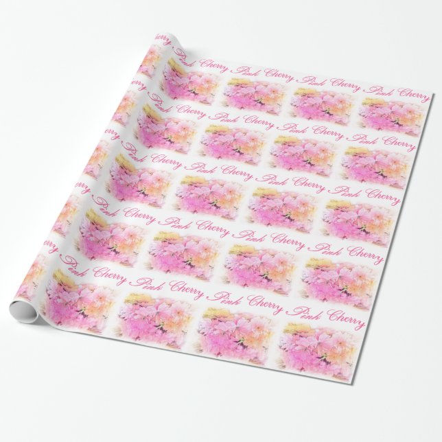 Fotografi av sketch-blomman med rosa cherry blomma presentpapper (Utrullad)