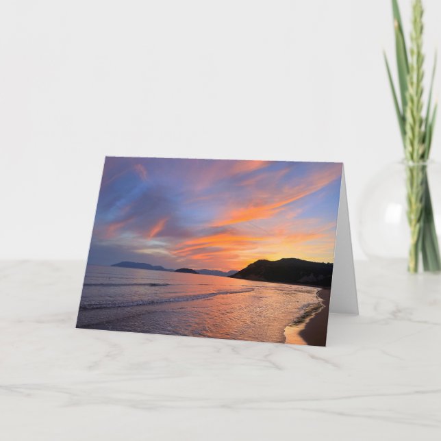 Fotografi av Sunset Gerakas Beach Zakynthos Greece Kort (Framsida)